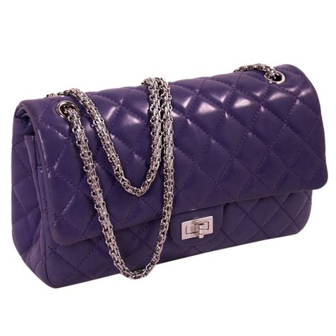 chanel violet lambskin leather quilted 2.55 reissue 226 flap bag